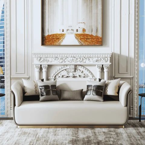 Premium Quality Apartment Luxury White Leather Sofa Set Living Room ... pertaining to